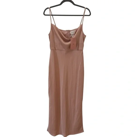 NWT BHLDN Cali Satin Charmeuse Midi Dress in "Oyster" Size 6 - Picture 4 of 13